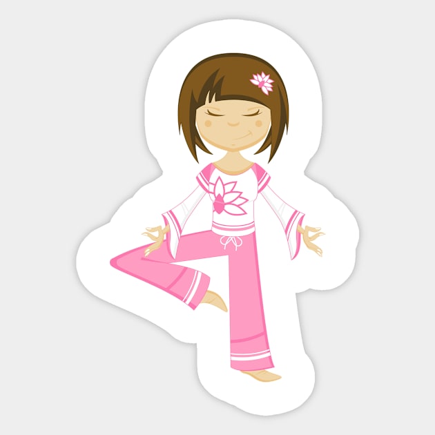 Cute Cartoon Yoga Girl Sticker by markmurphycreative